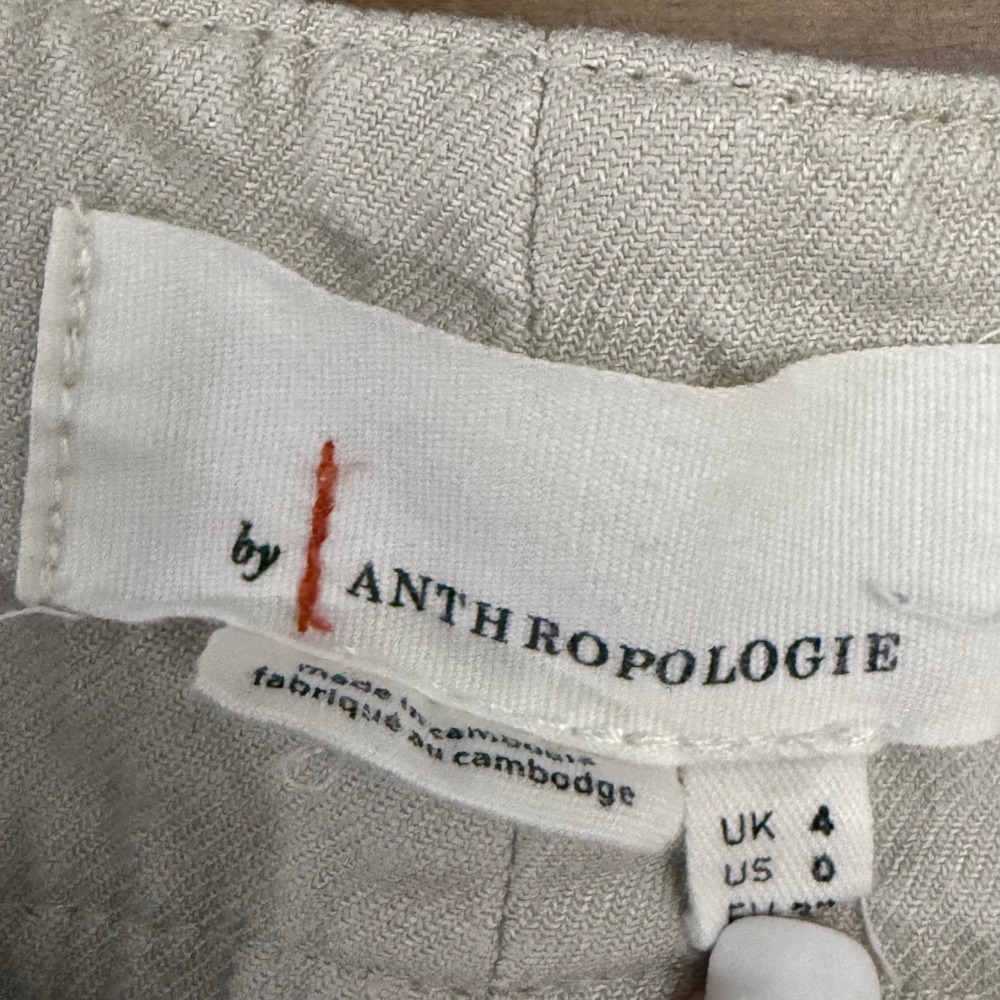 Anthropologie Women's Paper Bag Style Khaki Linen Shorts, size 0 - Picture 4 of 4